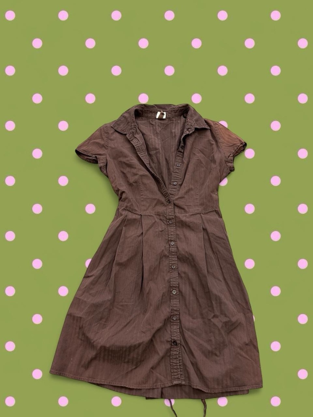 Sonoma Brown Button-Front Short Sleeve A-Line Dress